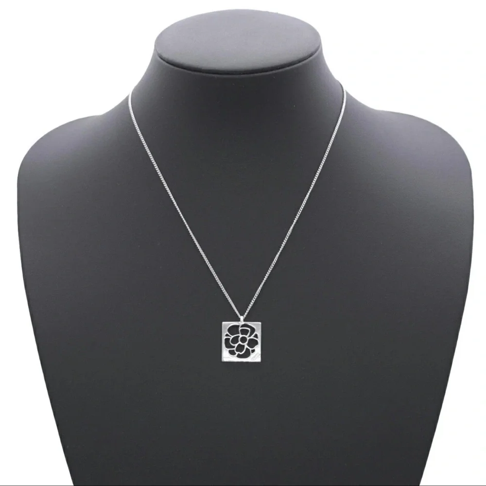 CHANEL Open Camillia 925 Sterling Silver Necklace